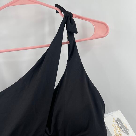 BECCA Swimsuit Size Large One Piece Asymmetrical Cutout Black NWT Removable Cups - Picture 8 of 16